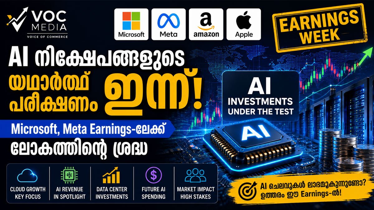 AI നിക്ഷേപങ്ങളുടെ യഥാർത്ഥ പരീക്ഷണം ഇന്ന്; Microsoft, Meta Earnings-ലേക്ക് ലോകത്തിന്റെ ശ്രദ്ധ