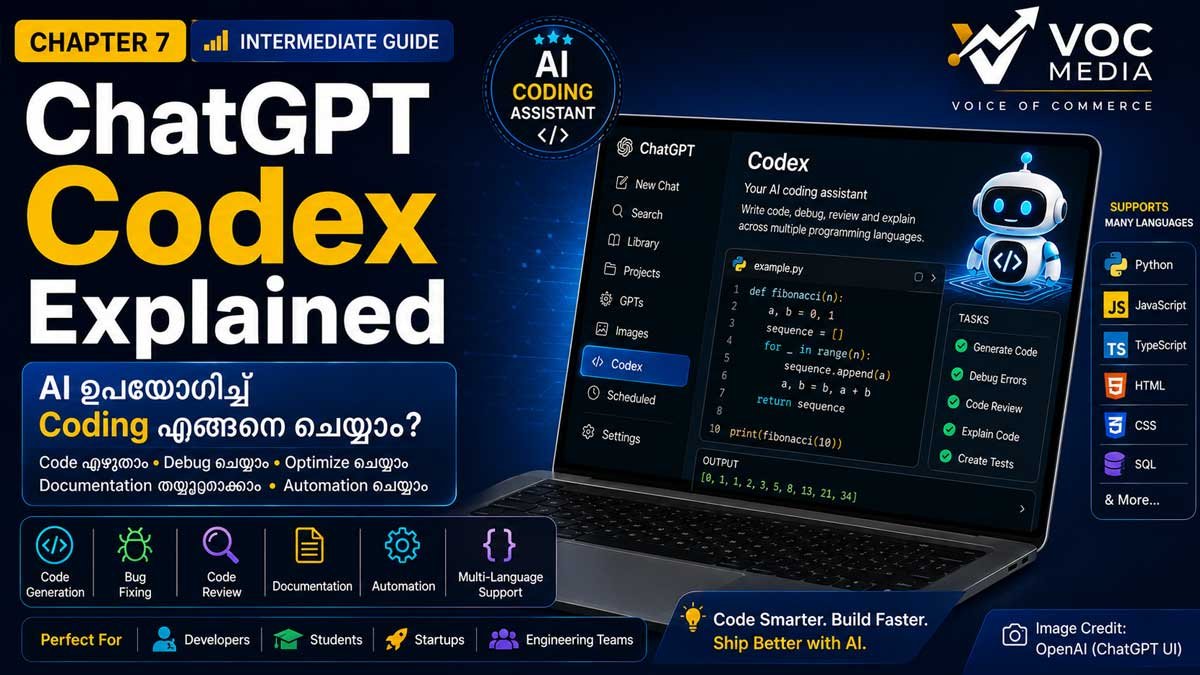 ChatGPT Codex Explained: Codex എന്താണ്? AI ഉപയോഗിച്ച് Coding എങ്ങനെ ചെയ്യാം? സമ്പൂർണ മലയാളം ഗൈഡ്