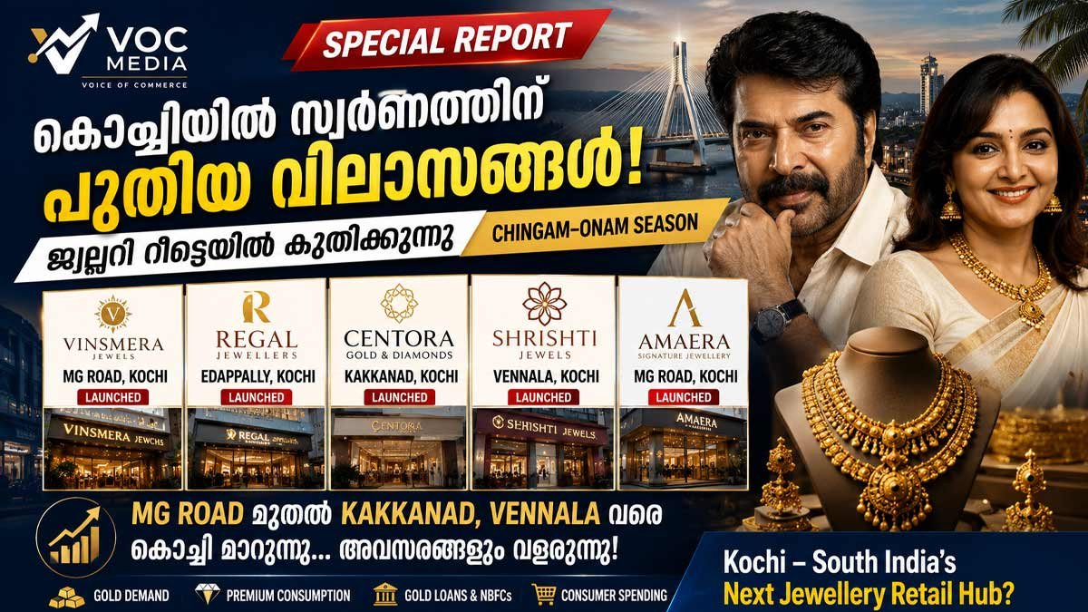 കൊച്ചിയിൽ സ്വർണത്തിന് പുതിയ വിലാസങ്ങൾ: ജ്വല്ലറി റീട്ടെയിൽ കുതിക്കുന്നു; South India-യുടെ അടുത്ത Gold Hub ആകുമോ Kochi?